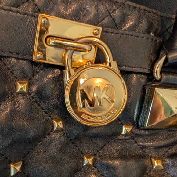 Michael Kors Black and Gold Studded Hamilton North South Tote - Picture 6 of 14